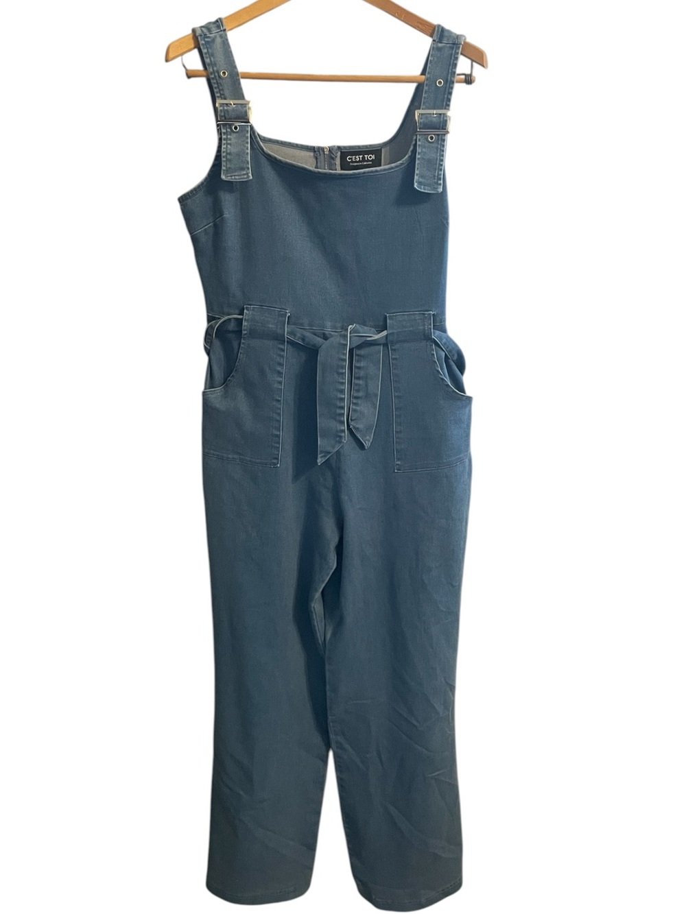 G8- Large C’EST TOI Women's Denim Overalls - Blue Large LG L